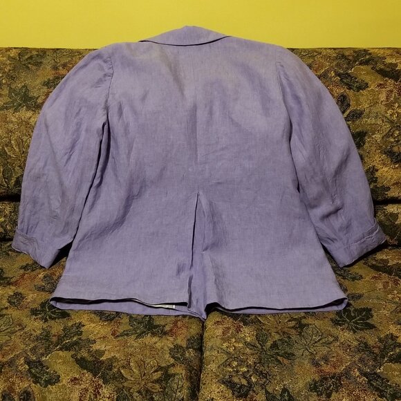 Linen jacket, M, open front, back pleat/vent, vintage, Coldwater Creek, office+ - Picture 3 of 5